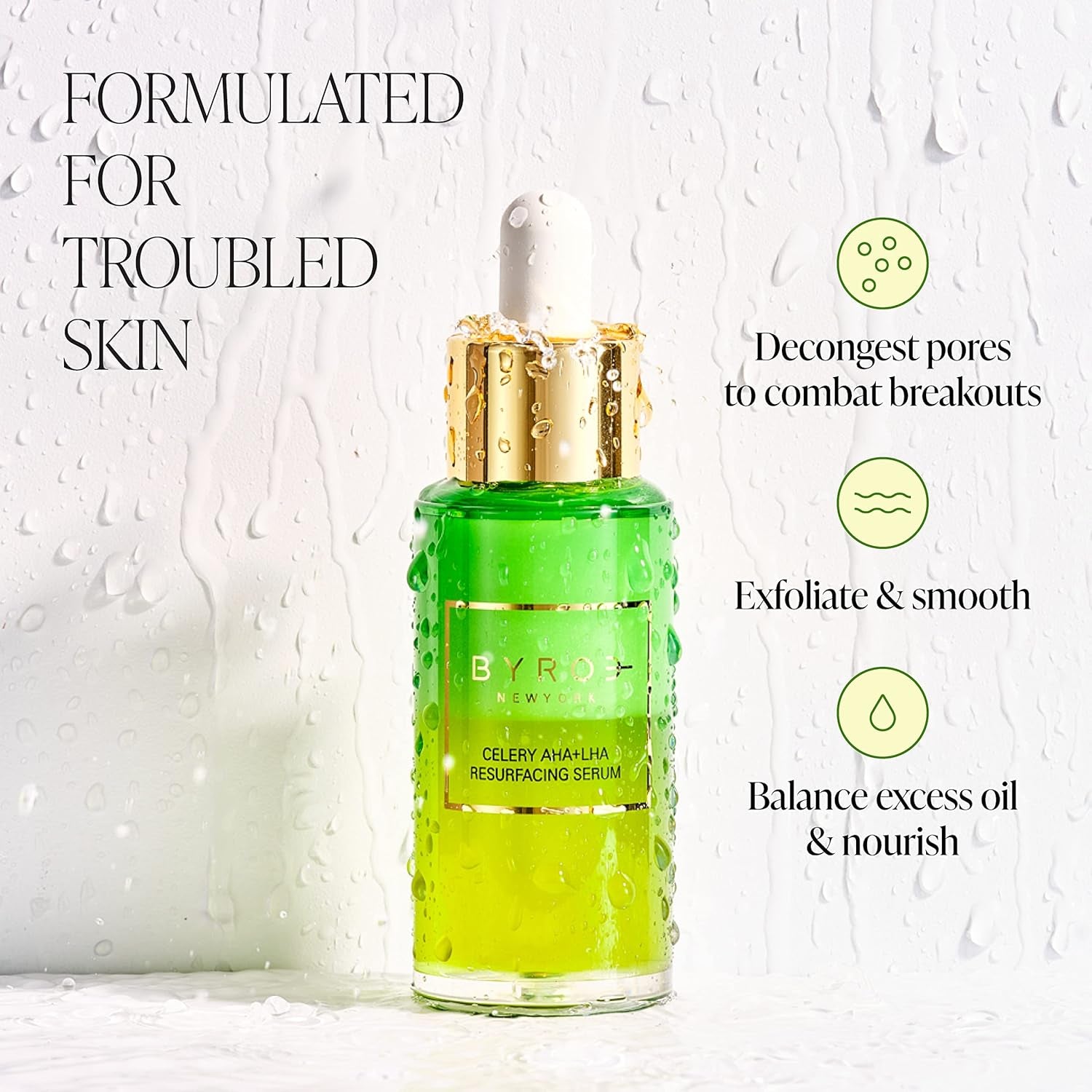 BYROE Celery AHA+ LHA Resurfacing Serum – 30ml | Gentle Exfoliating & Brightening Treatment