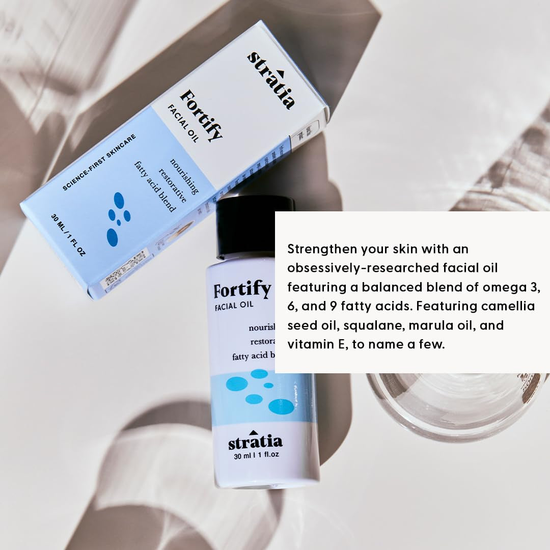 Fortify Restorative Facial Oil - Omega Fatty Acid Blend for Dry, Sensitive & Combination Skin - Non-Greasy, Barrier-Strengthening Hydration with Camellia, Tamanu & Marula Oils - 1 Fl Oz