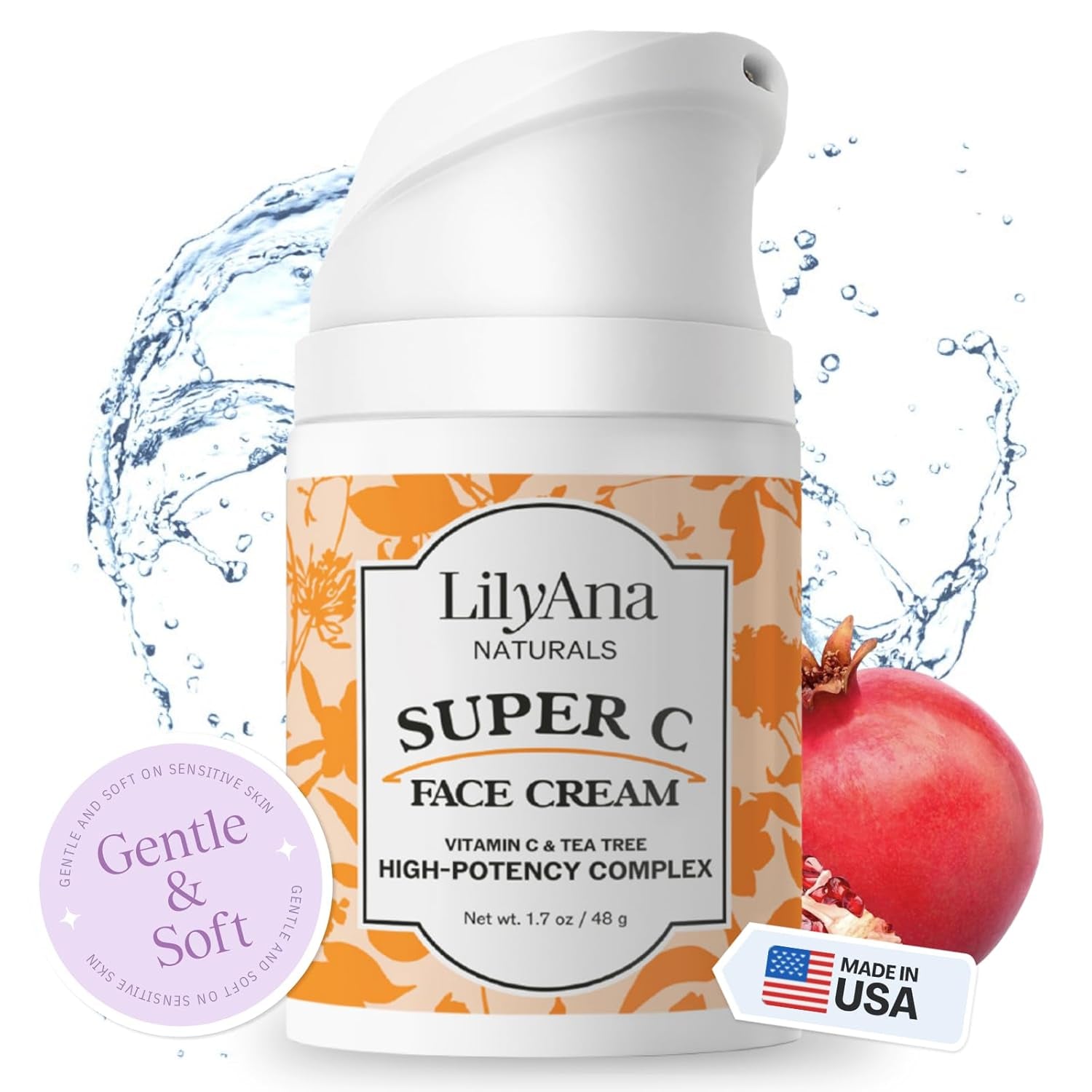 LilyAna Naturals Super C Face Cream – 48g | Vitamin C Moisturizer for Brightening, Hydration & Anti-Aging