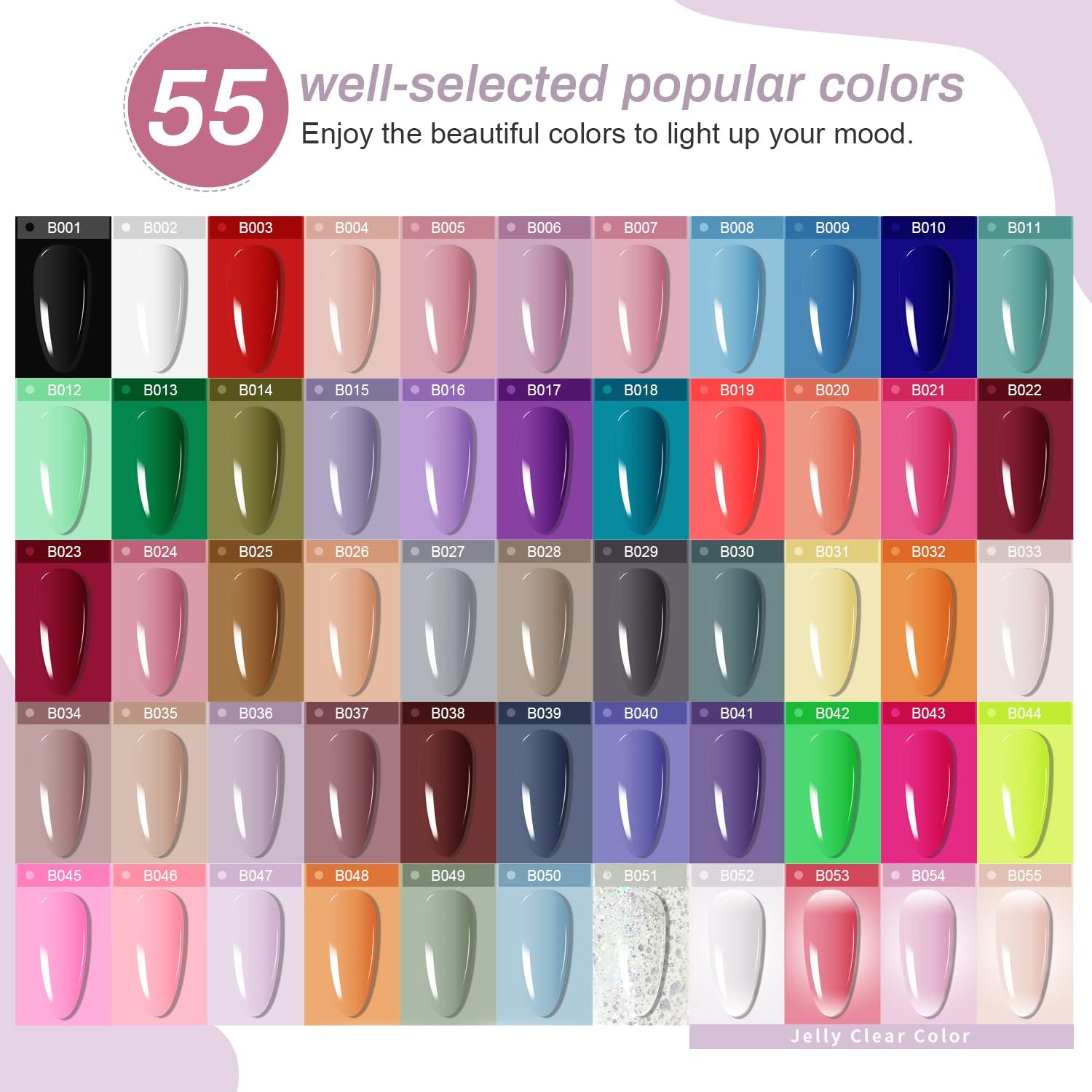 Gel Nail Polish Kit 60 PCS with U V Light Soak off Base Top Coat 55 Shine Colors Gel Nail Kit Bright and Dark Brown Wine Red Series Manicure Set for Women and Girls