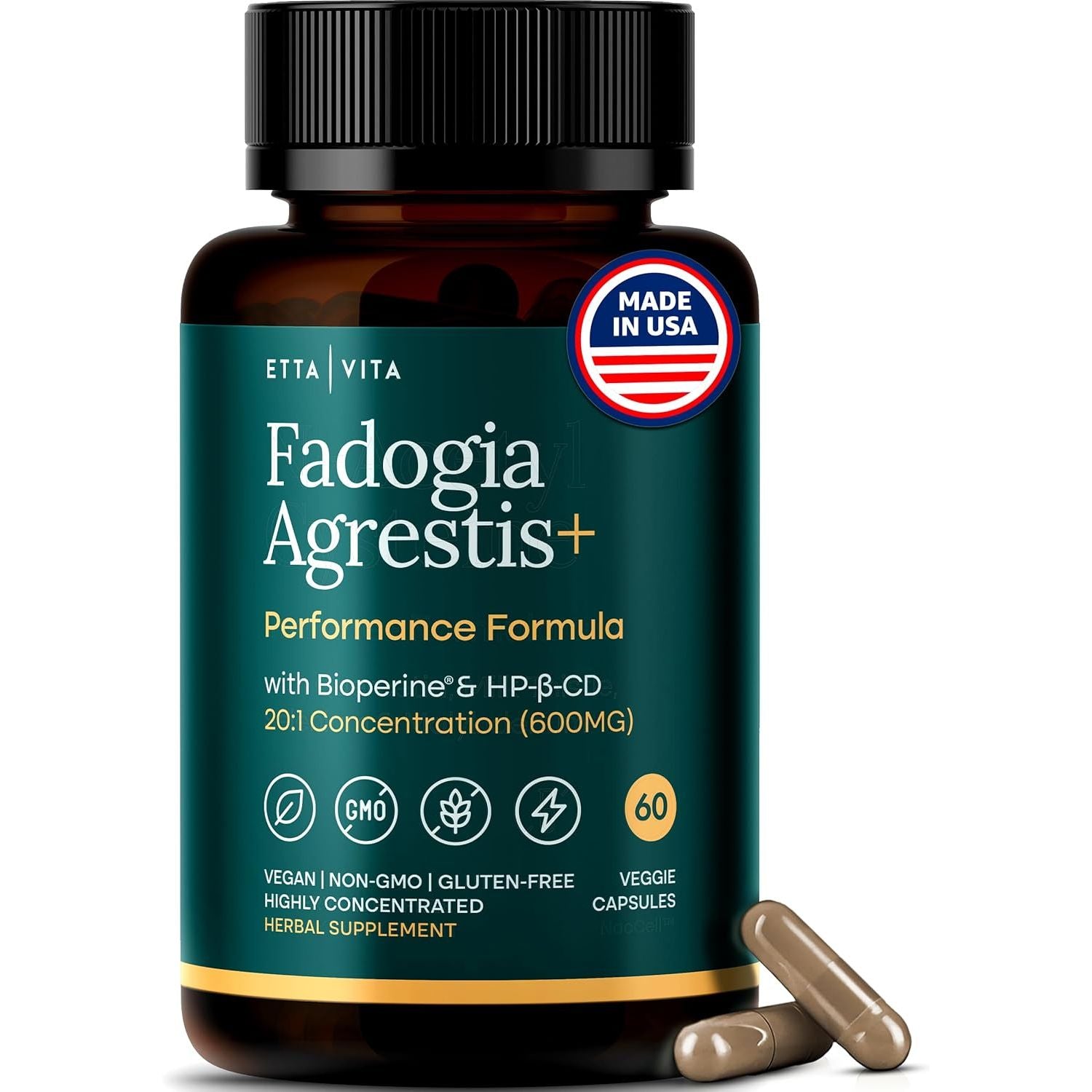 Organic Fadogia Agrestis 600Mg for Natural Test Support (2X More Pure - 3X More Absorbent) Athlete Approved - Supports Muscle Growth & Recovery, Healthy Energy Levels, Drive, Stamina & Mood - 60Ct