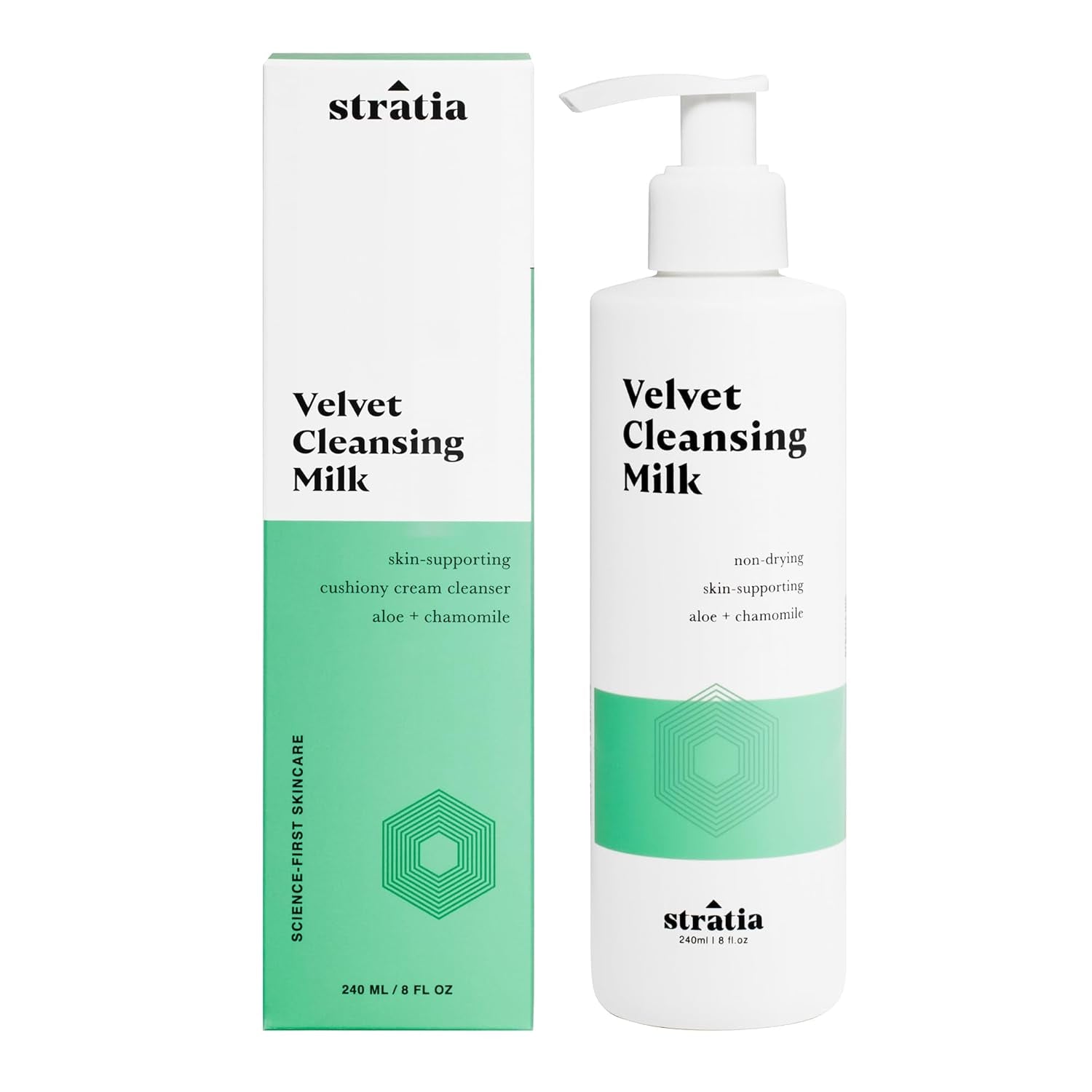 Velvet Cleansing Milk - Gentle Cream Face Cleanser, Moisturizing & Non-Foaming with Chamomile, Olive Oil & Aloe Vera, 8 Fl Oz