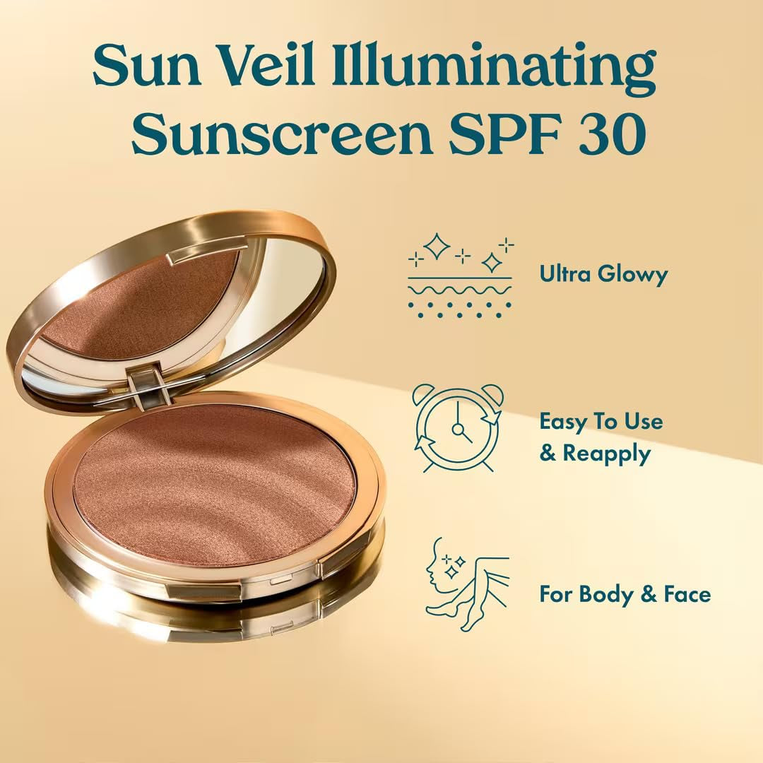 Sun Veil Illuminating Sunscreen SPF 30 | Broad-Spectrum Face & Body Sunscreen with Hyaluronic Acid & Vitamin E | Lightweight, Radiant Glow, No White Cast