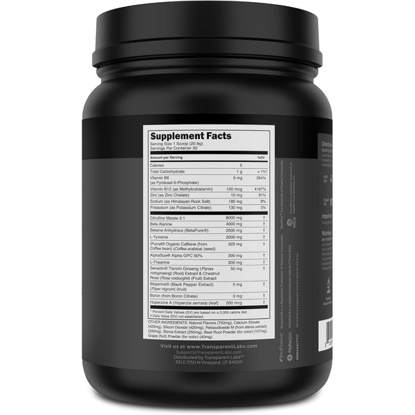 Bulk Black Pre Workout - Clinically Dosed, Sugar Free Preworkout for Men and Women with Beta Alanine Powder, Citrulline Malate, & Caffeine - 30 Servings, Black Cherry