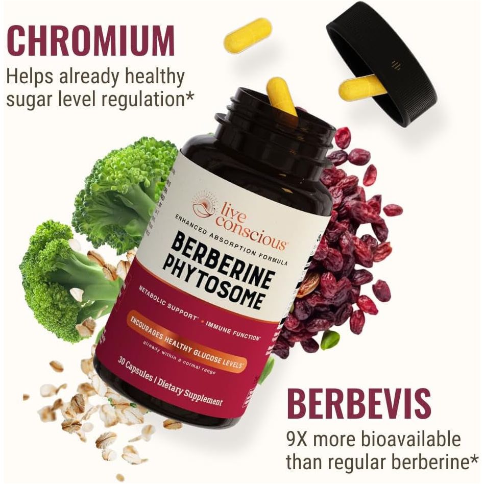 Live Conscious Berberine Phytosome – 30 Capsules | 9x Absorption for Metabolic, Weight & Immune Support