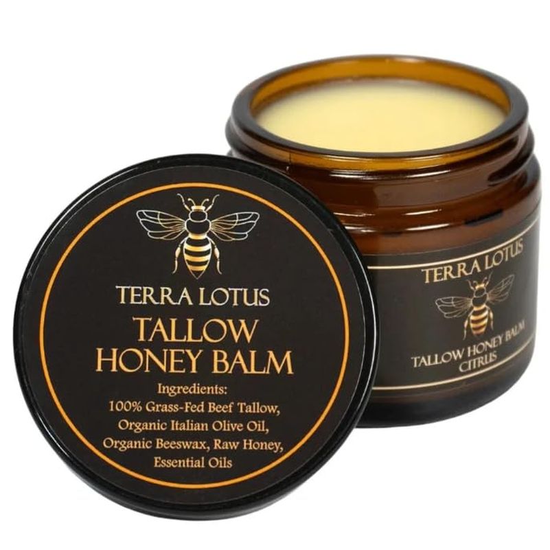 Organic Grass-Fed Beef Tallow Balm with Raw Honey - Moisturizing Cream for Soft, Smooth Skin - Handmade All-Natural Moisturizer (2 Oz, Citrus)