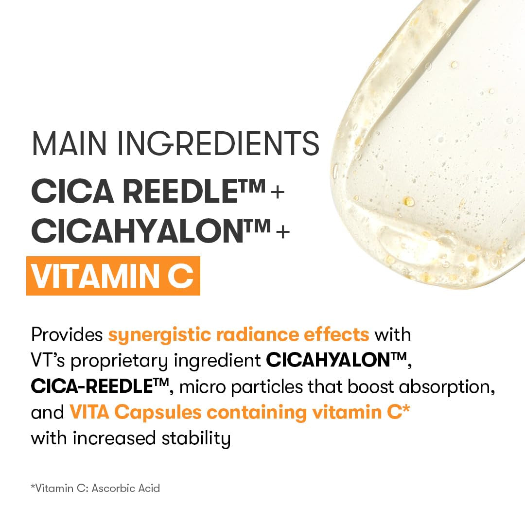 Vita-Light Reedle Shot 100 Serum with Vitamin C Capsules & Vitamin E Microneedling Formula, Korean Skin Booster, 1.69 Fl Oz(50Ml)