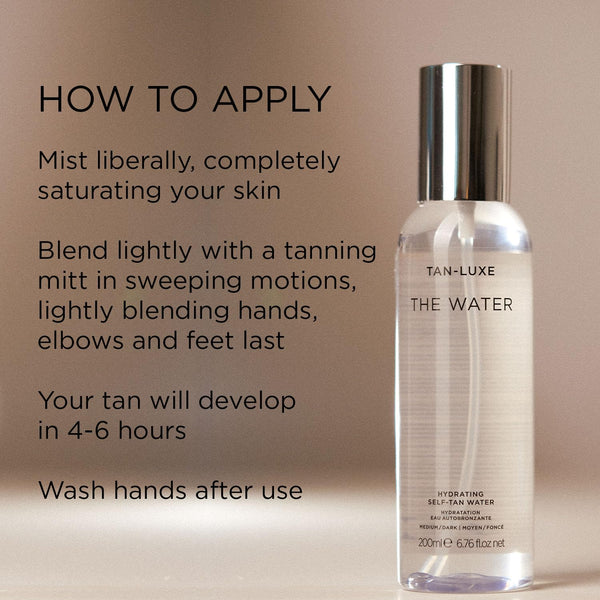 TAN-LUXE The Water Hydrating Self-Tan Water – 200ml (Medium) | Clear, Buildable Glow with Skin-Loving Hydration