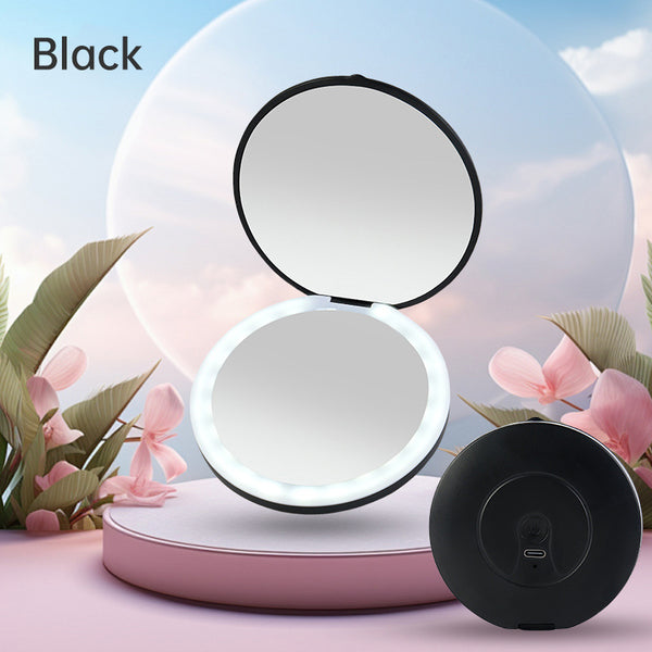 Mini Portable LED Light Makeup Mirror – Rechargeable Compact Beauty Mirror | 4 Colours