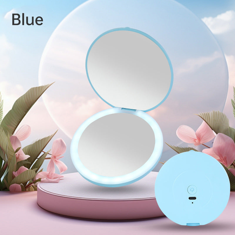 Mini Portable LED Light Makeup Mirror – Rechargeable Compact Beauty Mirror | 4 Colours