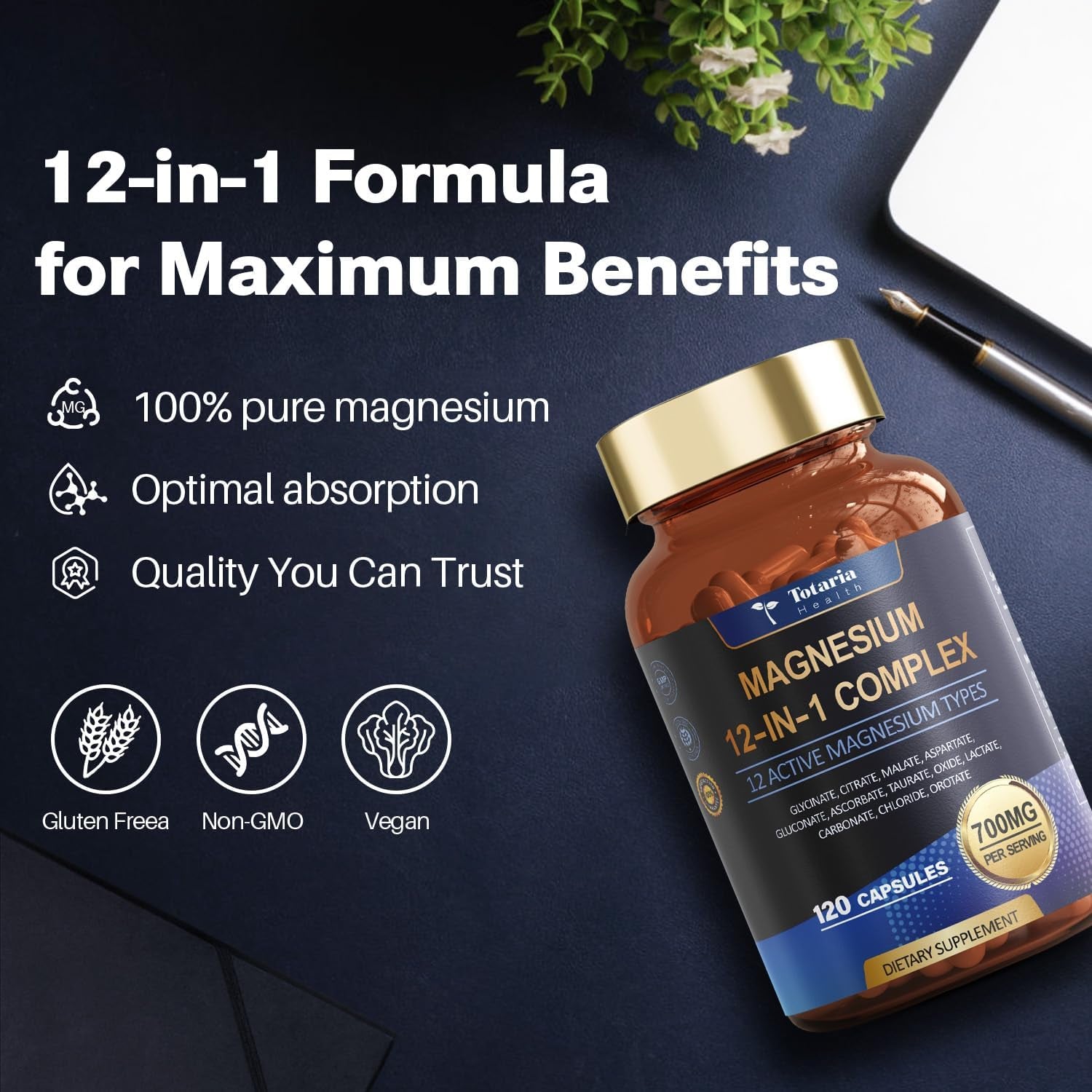 Totaria Magnesium 12 in 1 Complex - 120 Vegan Capsules