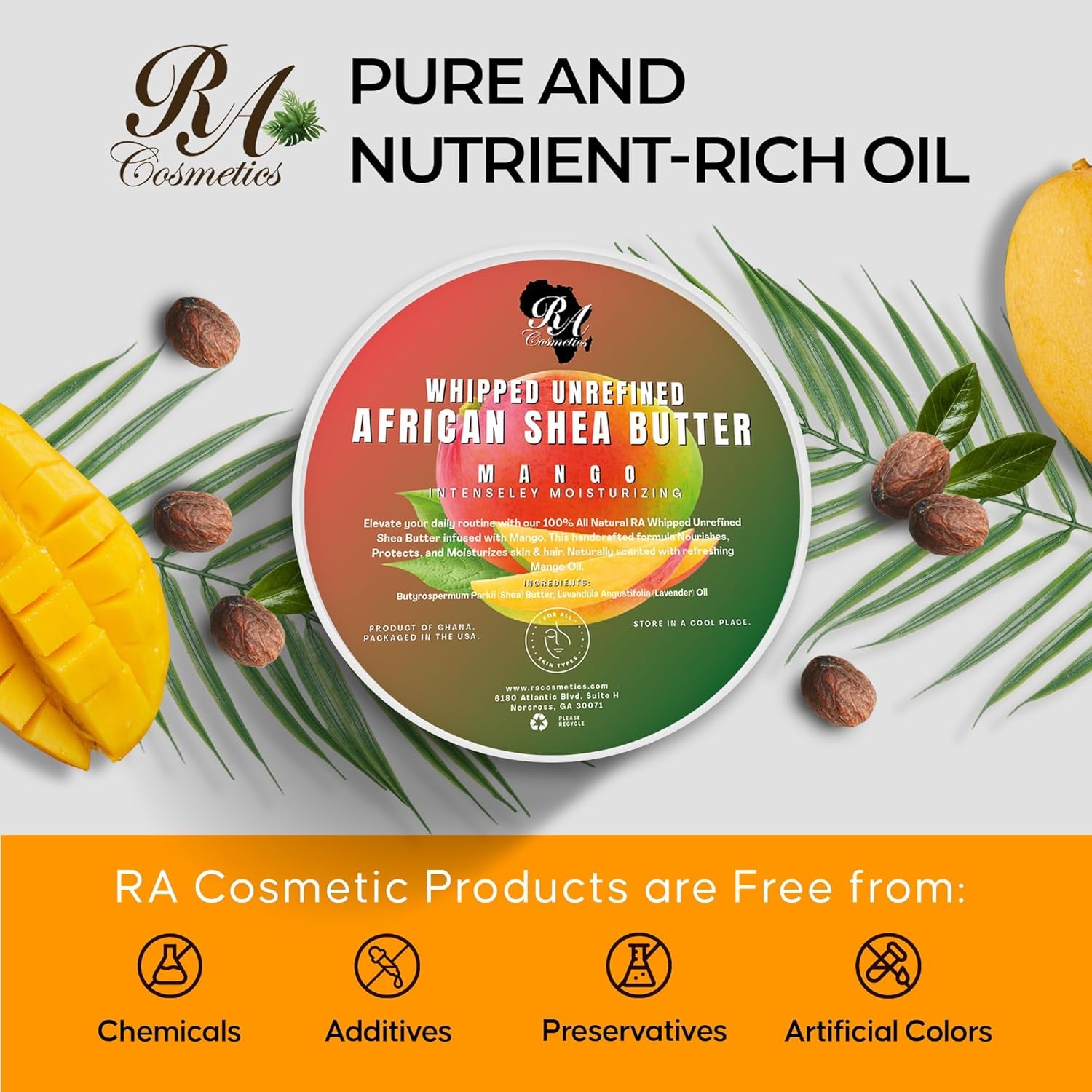 RA COSMETICS Whipped With Mango African Shea Butter – 340g | Deep Moisture, Skin Softening & Glow Repair