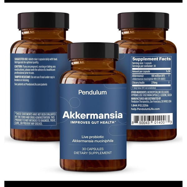 Akkermansia Probiotic with Prebiotic Fiber - Increases GLP-1 Production, Delayed Release, Third-Party Tested, 100M AFU Live Strain for Gut Health for Men & Women (30 Capsules, 1-Pack)