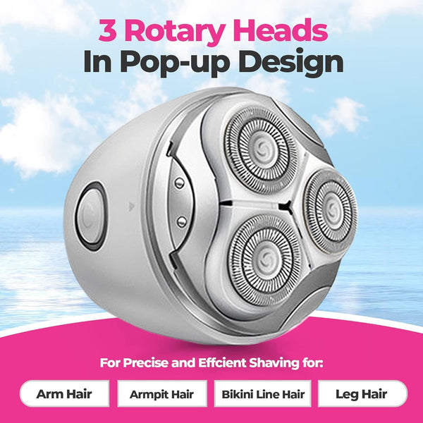 Pop Sonic Moon Shaver (Silver) | 3-Head Rechargeable Face & Body Shaver for Smooth, Silky Skin Anywhere