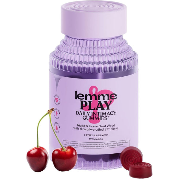 Lemme Play Daily Intimacy Gummies for Women and Men W/Clinically-Studied S7 Nitric Oxide Complex for Healthy Blood Flow, Maca Root, Goat Weed - Cherry Flavored (60 Count)
