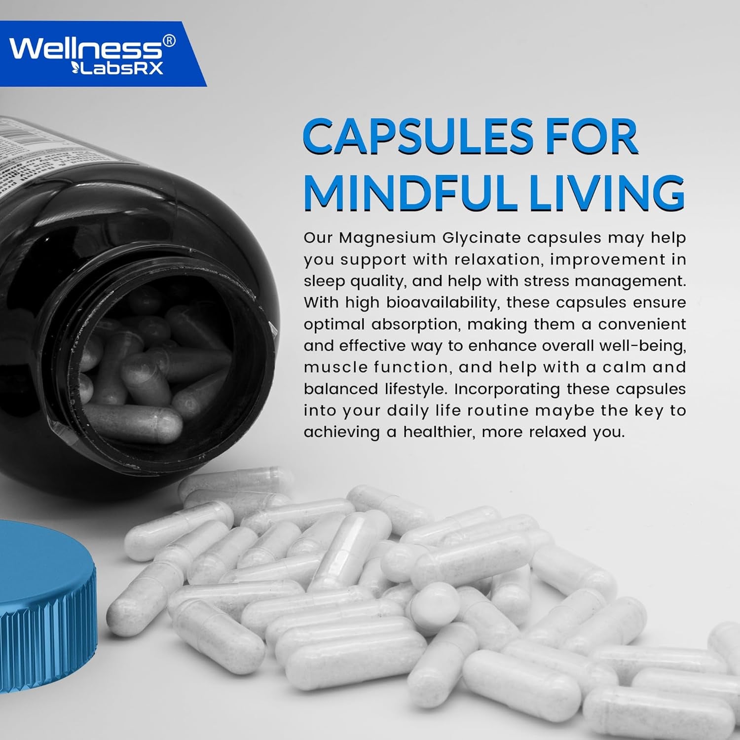 WELLNESS LABSRX Magnesium Glycinate 750MG - 120 Capsules