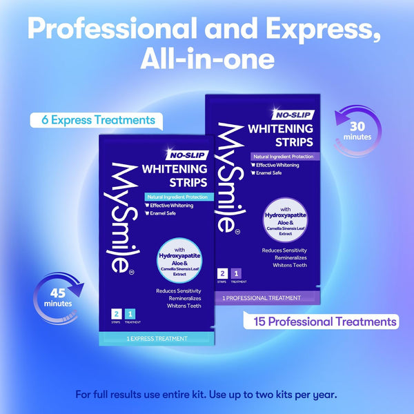 MySmile No-Slip Teeth Whitening Strips – 21 Treatments (42 Strips) | Professional Whitening, Stain Removal & Long-Lasting Freshness