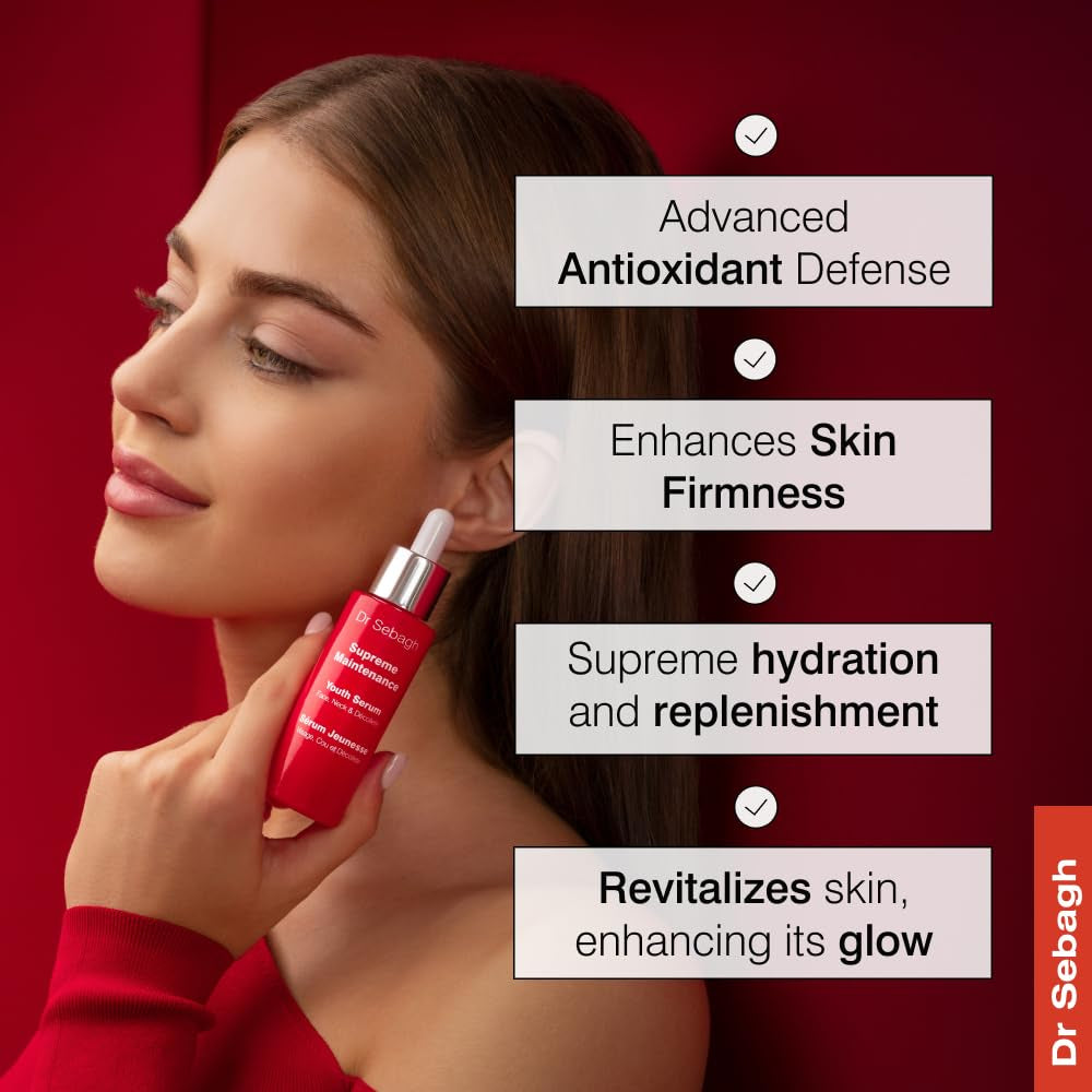 Dr Sebagh Supreme Maintenance Youth Serum – 30ml | Award-Winning Anti-Aging Serum with Resveratrol, Peptides & Hyaluronic Acid