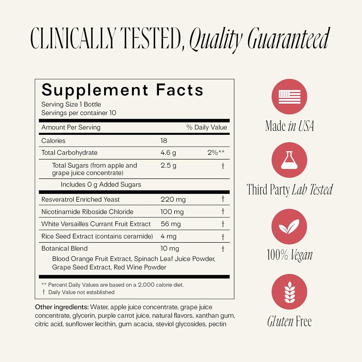 Liquid NAD+ Resveratrol Supplement, NMN Alternative, Liposomal Nicotinamide Riboside & Antioxidants for Energy Support, Brain Health, Firm Skin, Twice Weekly Use, 10 Shots