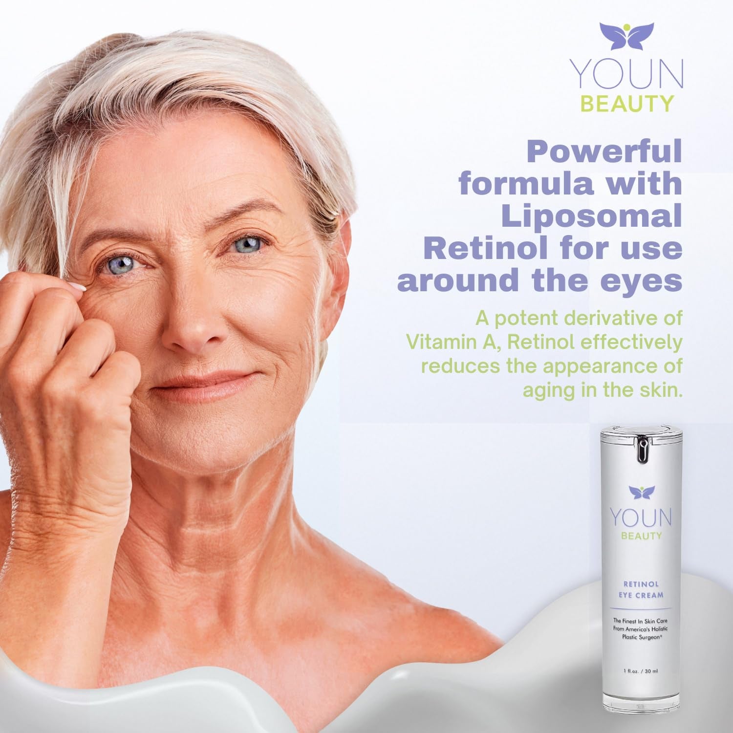 YOUN Beauty Retinol Eye Cream – 30ml | Anti-Aging Hydrating Eye Treatment