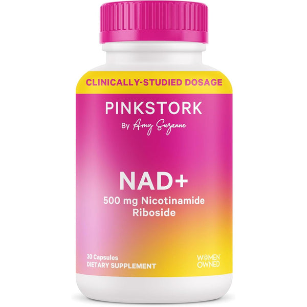 Pink Stork NAD+ 500mg Nicotinamide Riboside – 30 Capsules | Cellular Energy, Healthy Aging & Cognitive Support for Women