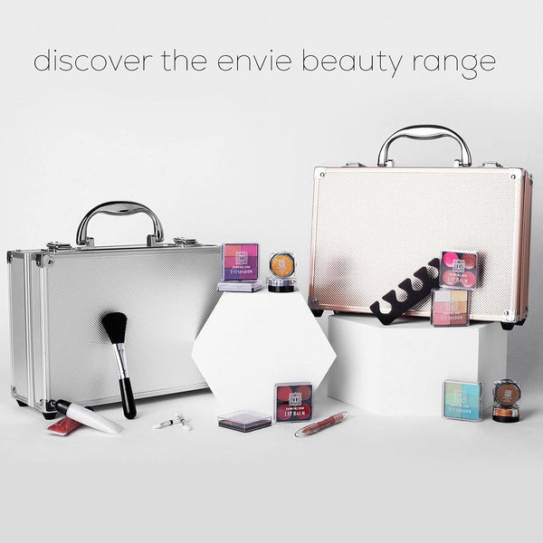 Dawn Till Dusk 80 Pieces Makeup Set with Travel Vanity Box by Envie - Rose Gold