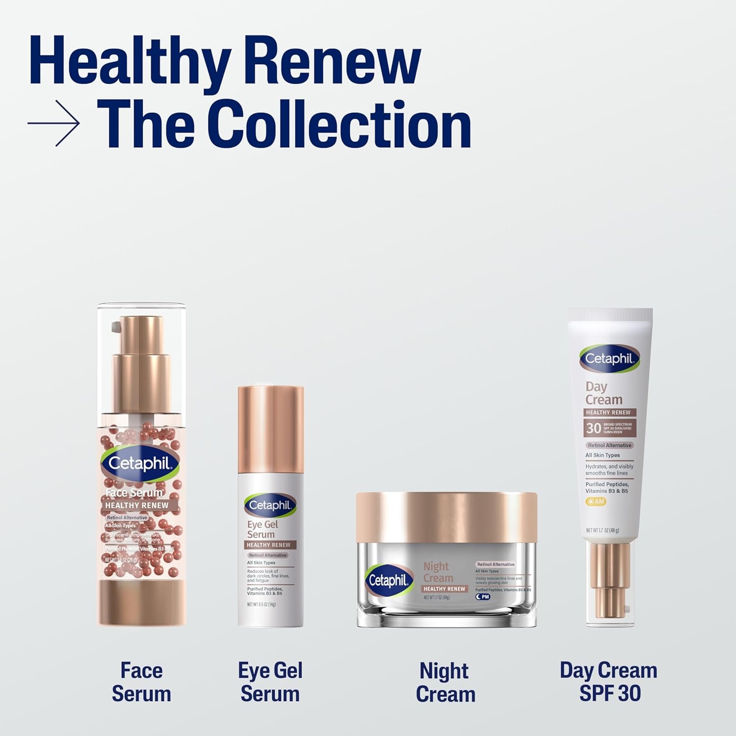 Cetaphil Healthy Renew Face Serum – 28g | Gentle Anti-Aging with Retinol Alternative & 24-Hour Hydration