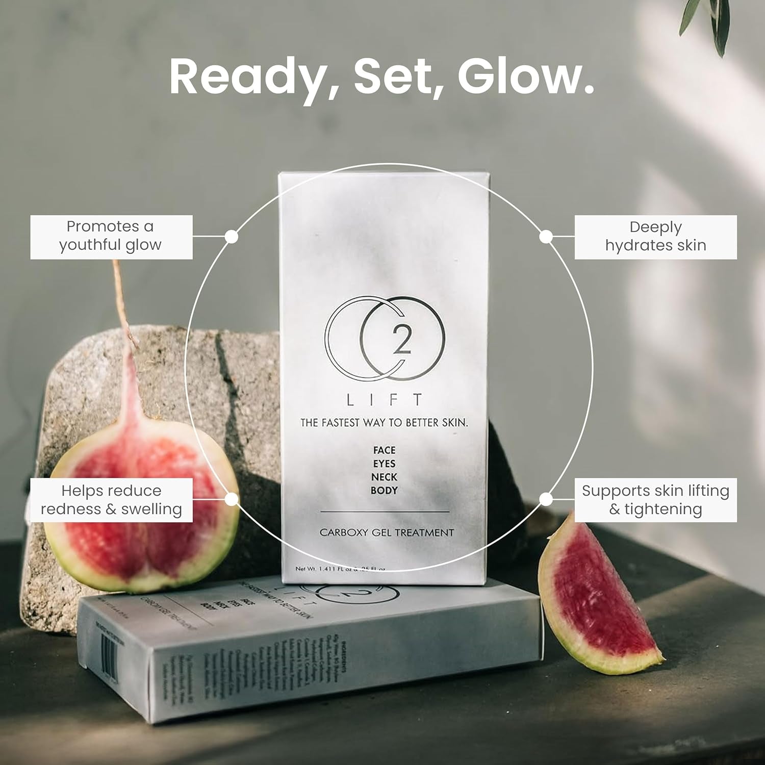 Carboxy Gel Treatment – 2-Pack CO2 Lifting Facial Mask for Puffy Eyes, Wrinkles, Dark Circles, Hydrating, Brightening, Tightening Anti-Aging Skincare