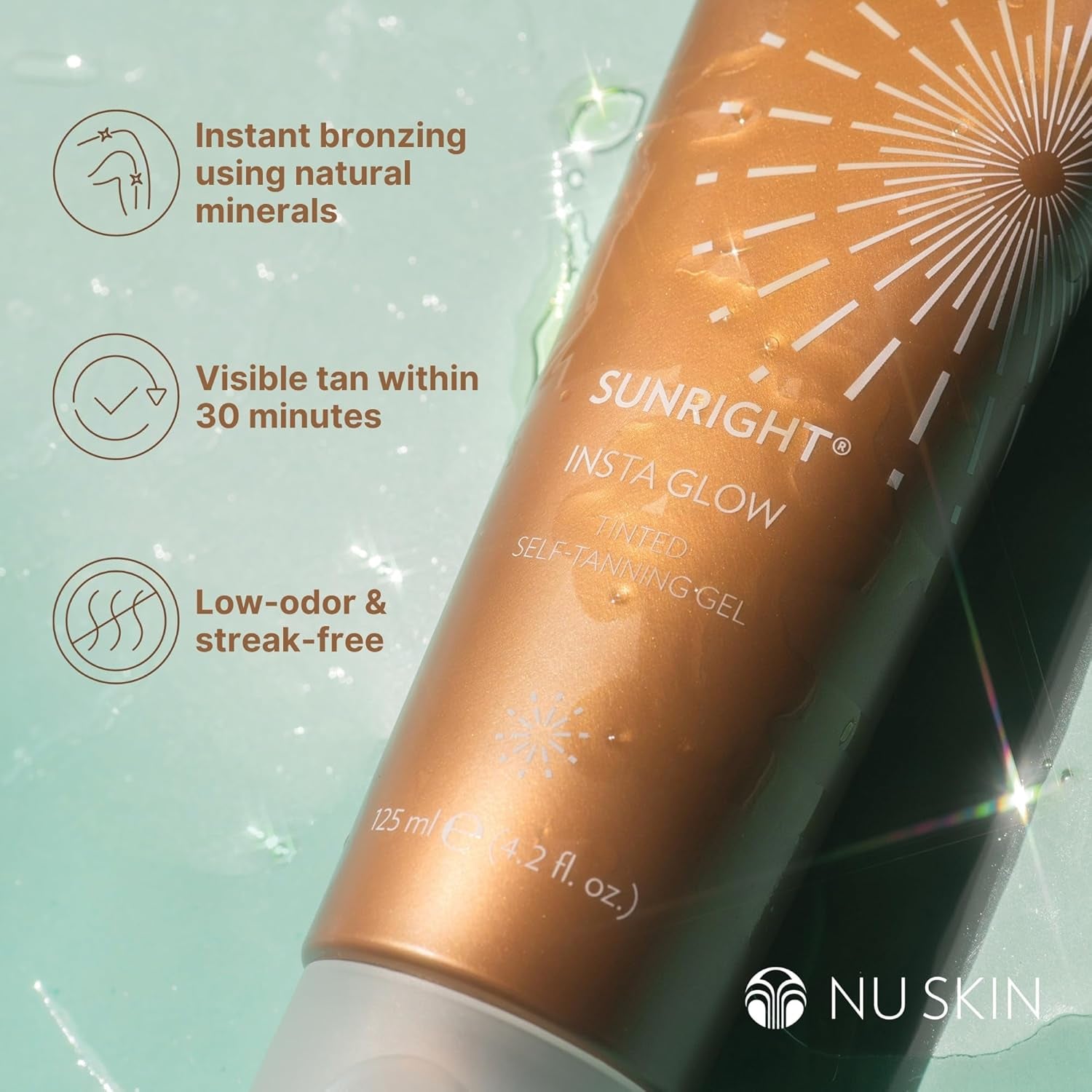 Nu Skin Sunright Insta Glow Tinted Self-Tanning Gel – 125ml | Fast-Drying, Streak-Free, Natural-Looking Tan