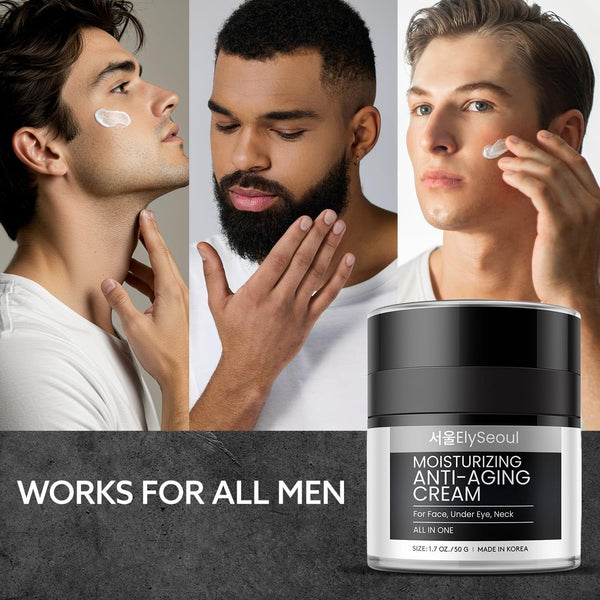 ElySeoul Moisturizing Anti-Aging Cream – 50g | 6-in-1 Skincare for Men: Hydrate, Firm, Brighten & Soothe