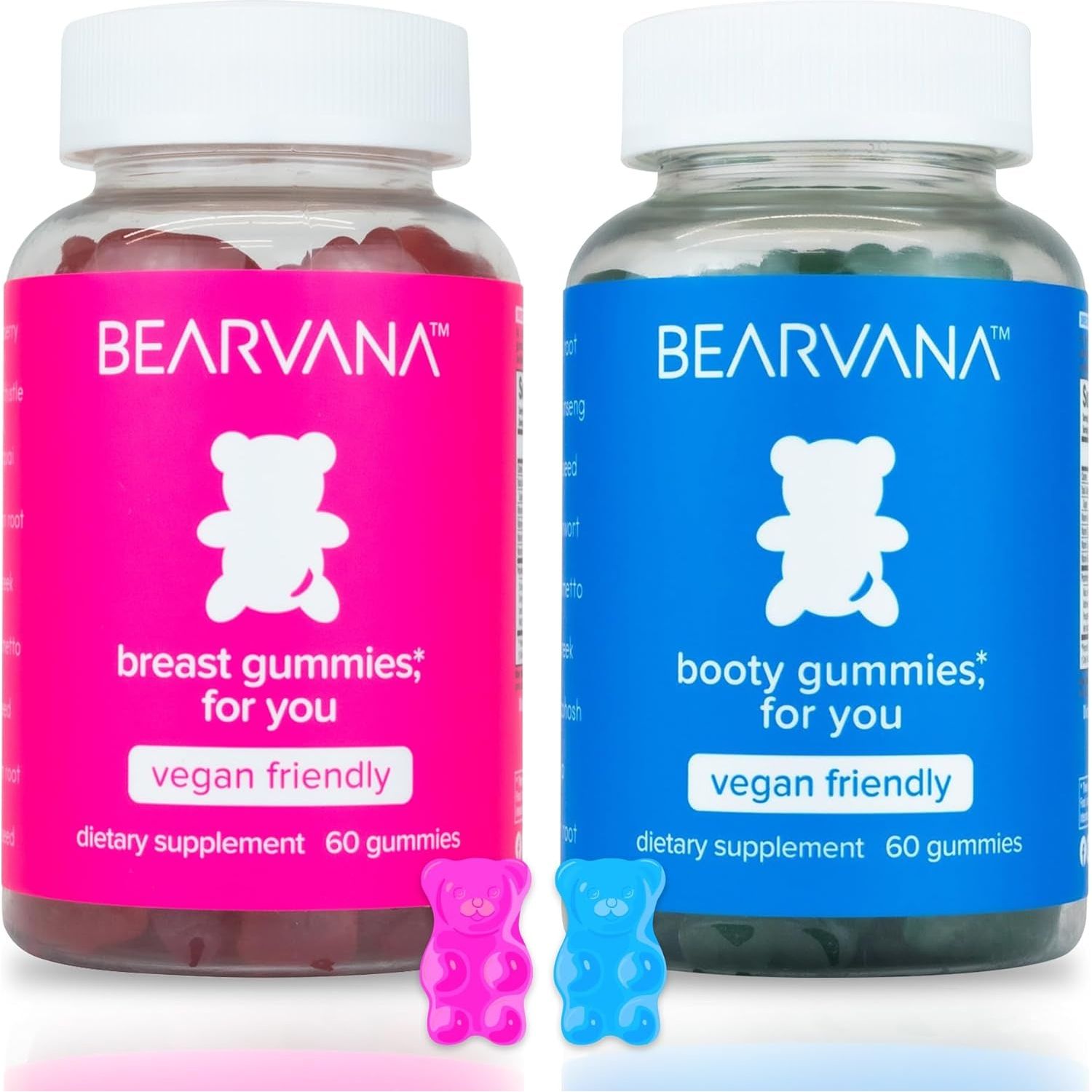 BEARVANA Top Support & Peach Support Combo Pack – Gummies for Women | 9 Herbal Extracts + Essential Vitamins | Berry Flavour – 60 Gummies