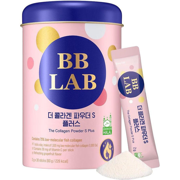 BB LAB The Collagen Powder S Plus – Grapefruit Flavor (30 Sticks) | Halal-Certified, Low-Molecular Marine Collagen for Radiant Skin