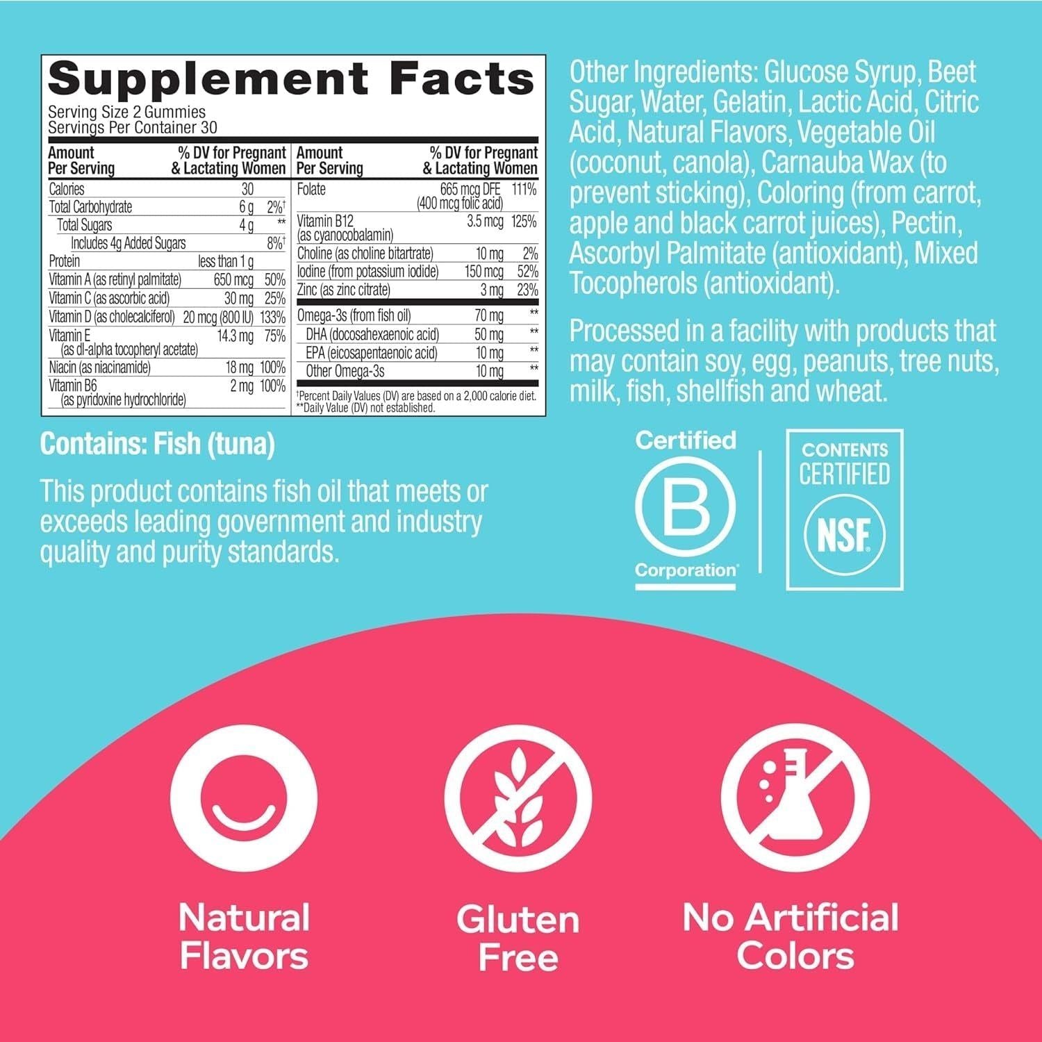 the Essential Prenatal Gummy Multivitamin, 30 Day Supply ( Gummies), Sweet, Folic Acid, Vitamin D, Omega 3 DHA, Chewable Supplement, White Citrus, 60 Count (Pack of 1)