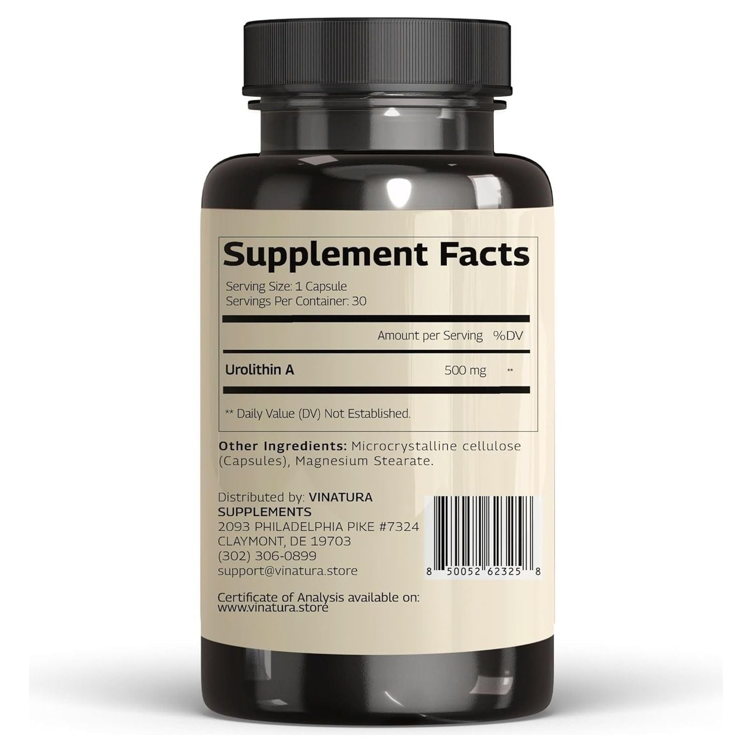 VINATURA Urolithin A+ – 500mg, 30 Capsules | Mitochondrial Health & Anti-Aging Cellular Energy Support
