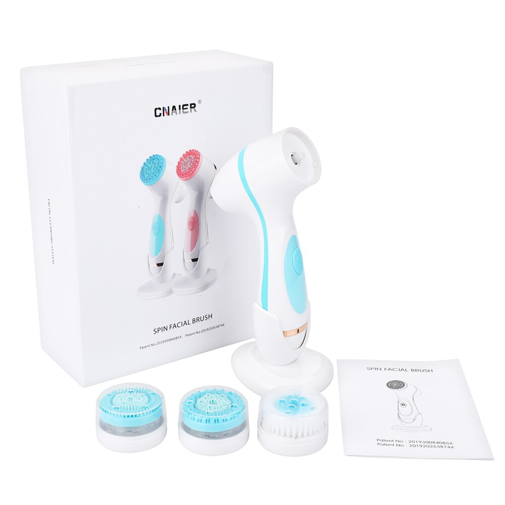 3-in-1 Sonic Facial Cleansing Brush – Rechargeable Silicone Face Cleanser & Blackhead Removal Device with 3 Brush Heads