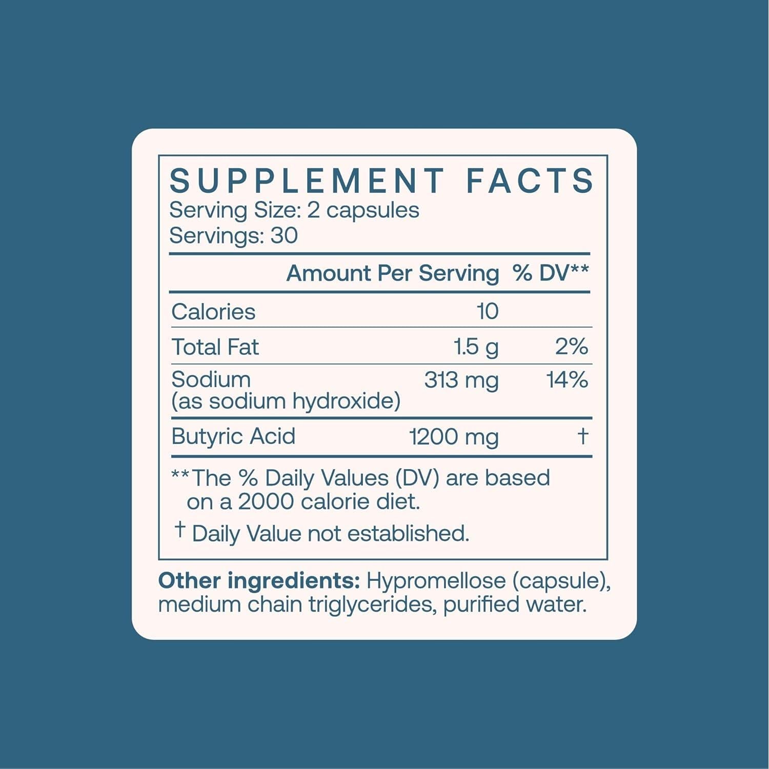 BodyBio Sodium Butyrate Supplement – 100 Capsules | Gut Health, Detox & Inflammation Support