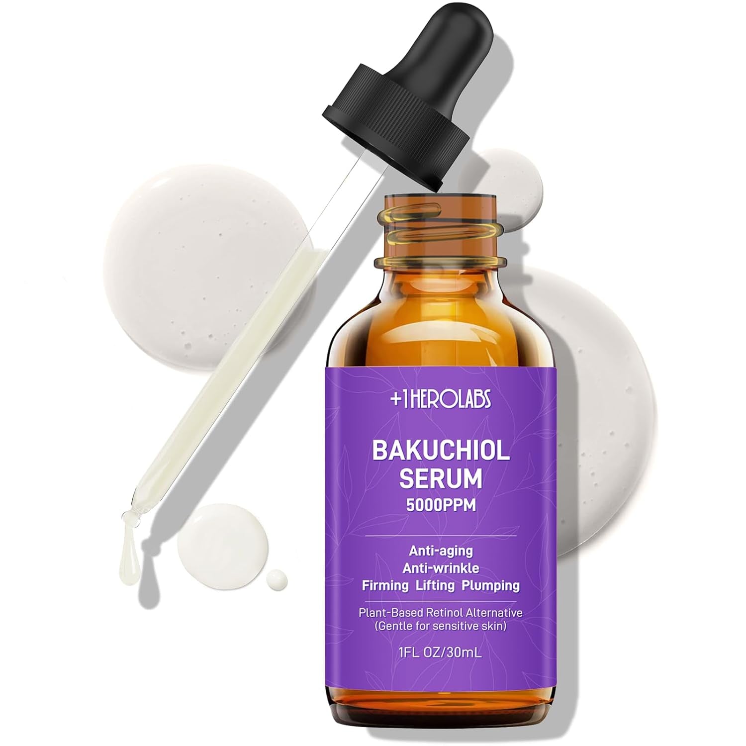 Bakuchiol Retinol Serum for Face - Retinol Alternative for Sensitive Skin with Vitamin E, Hyaluronic Acid, Collagen, Serum for Anti-Aging, Wrinkle Reduction Skin Firming & Smoothing 1 Oz