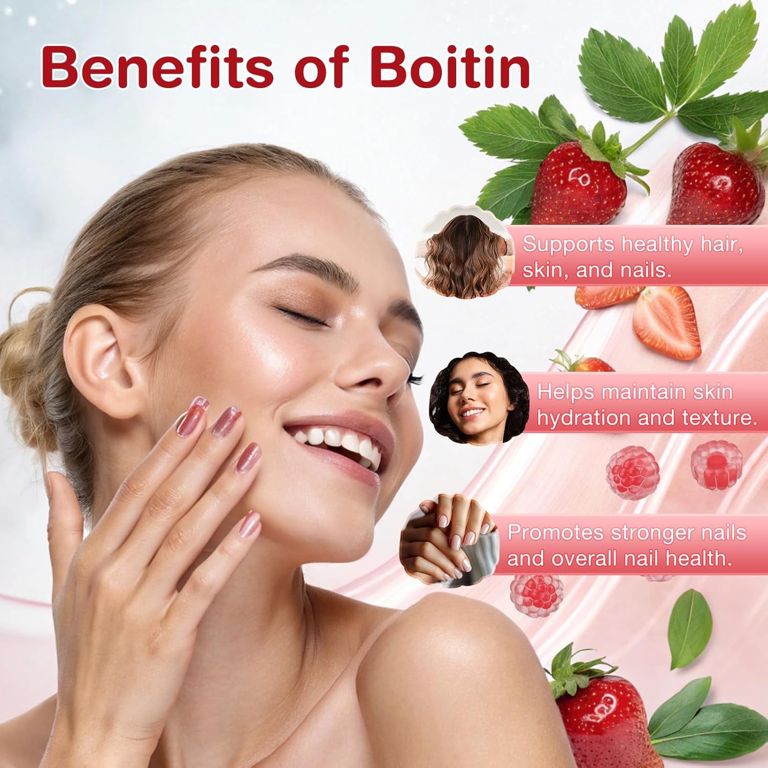 Collagen Peptide Gummies, Sugar-Free Woman &Man'S Proteins Collagen Gummy Filled 1500Mg Hydrolyzed Collagen Type I,Ii,Iii,V,X,1000Mg NAD 15000Mcg Biotin Supplement for Skin, Hair, Nails