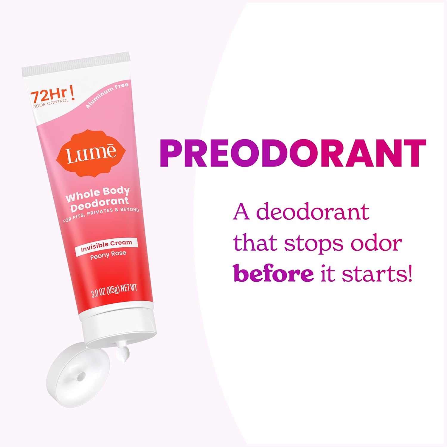 Lume Whole Body Deodorant - Invisible Cream (Peony Rose) - 85g (Pack of 2)