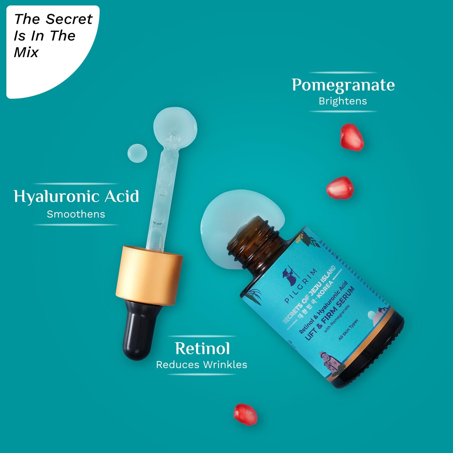 PILGRIM Korea Retinol & Hyaluronic Acid Lift & Firm Serum – 30mL | Anti-Aging, Hydrating & Firming Formula