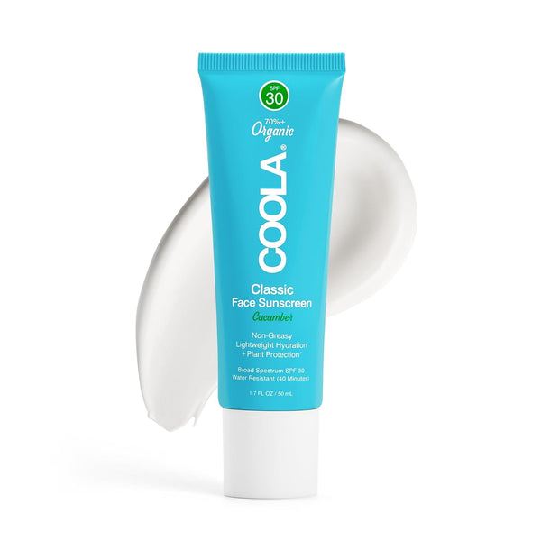 COOLA Classic Face Sunscreen SPF 30 Cucumber – 50ml | Sheer Daily Moisturiser with Organic Antioxidants & Broad Spectrum Protection