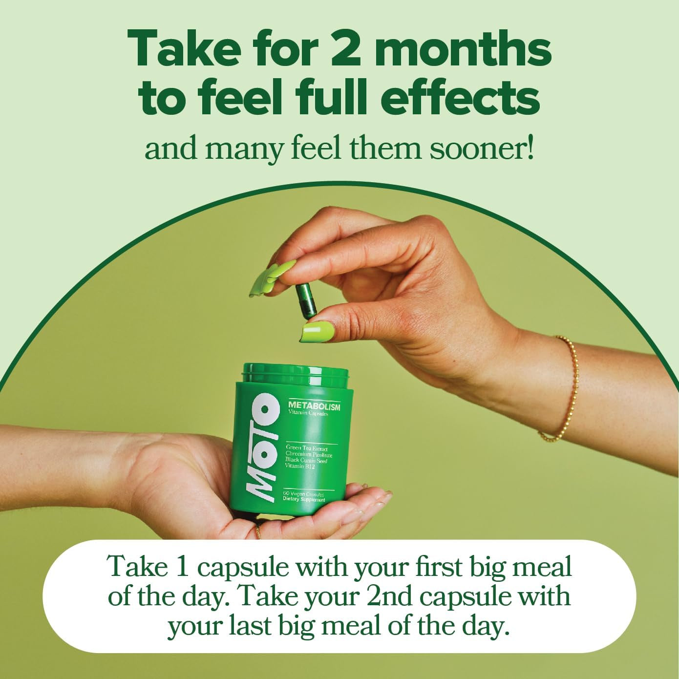 O Positiv MOTO Women's Metabolism Support – 60 Vegan Capsules | Boost Energy, Curb Cravings & Support Healthy Metabolism – 30 Servings