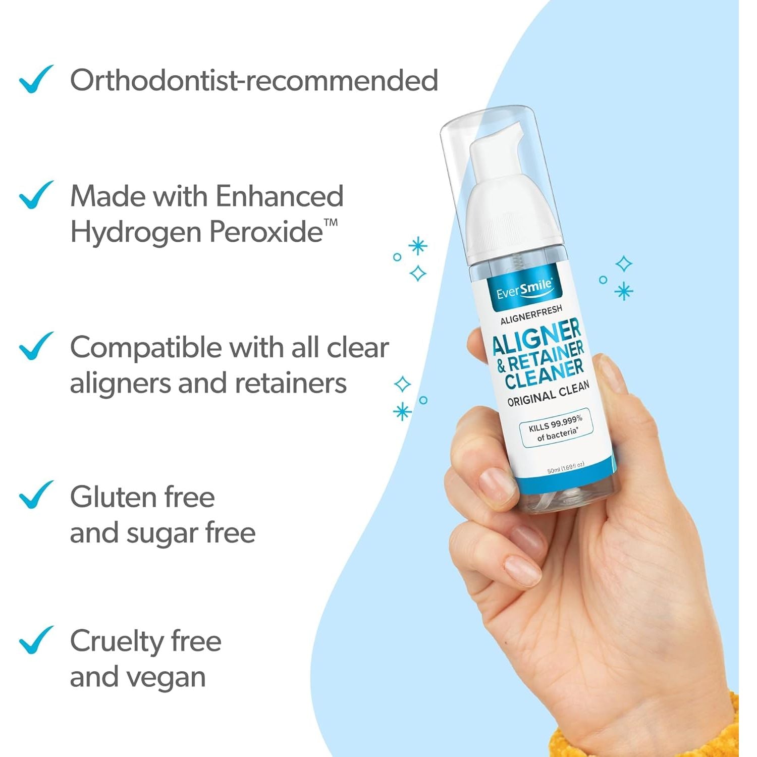 EverSmile Aligner & Retainer Cleaner – 50ml | Whitening, Fresh Breath & Bacteria Protection