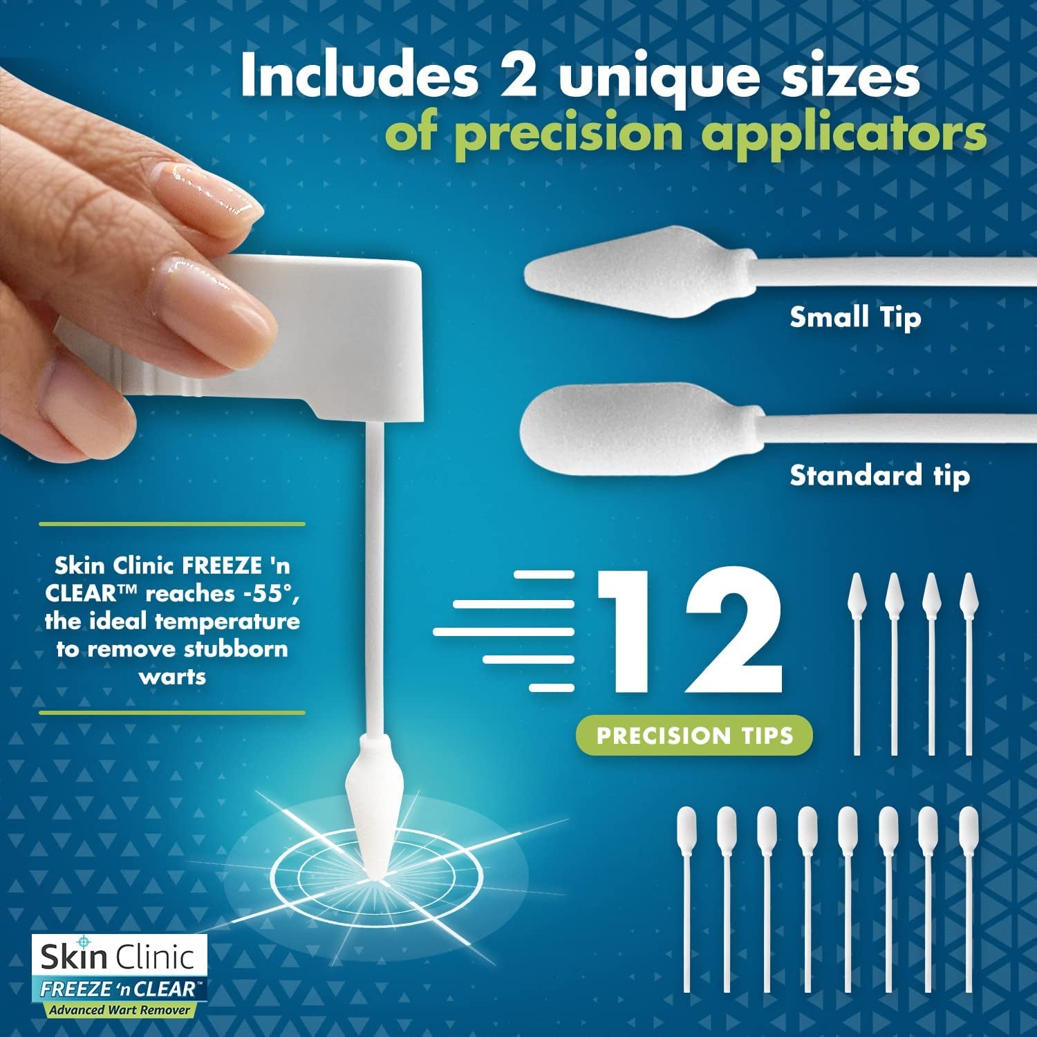 Skin Clinic FREEZE 'n CLEAR™ Advanced Wart Remover – 80ml, 12 Precision-Tip Applicators | Doctor-Trusted Cryotherapy for Common & Plantar Warts