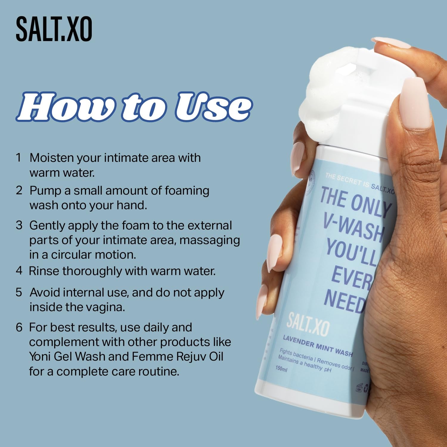 SALT.XO Lavender Mint Wash – 150ml | Gentle, pH-Balancing Plant-Based Yoni Wash