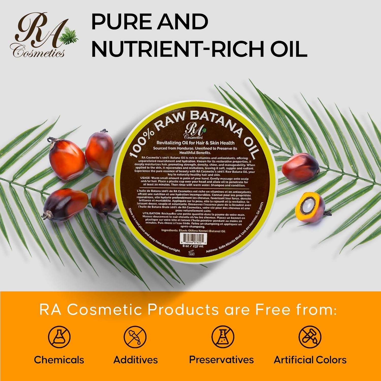 RA COSMETICS 100% Raw Batana Oil – 236.59ml | Strengthen Hair, Restore Shine & Nourish Scalp