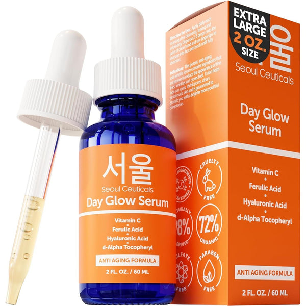 SeoulCeuticals Day Glow Serum – 60ml | Korean Vitamin C + Ferulic Acid Brightening & Anti-Aging Treatment