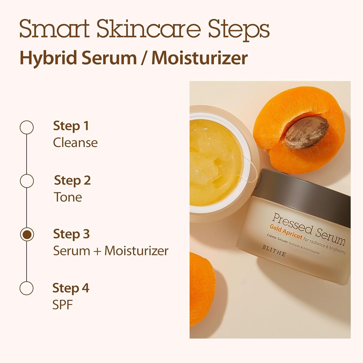 BLITHE Pressed Serum Gold Apricot – 50ml | Radiance & Brightening Korean Face Moisturizer