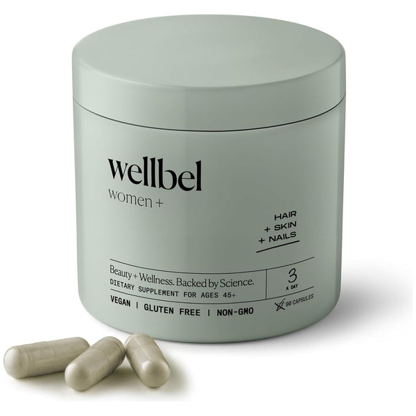 WELLBEL Women+ Clean Hair, Skin & Nails Supplement – 90 Capsules | Menopause Support for Thinning Hair & Radiant Skin (Ages 45+)