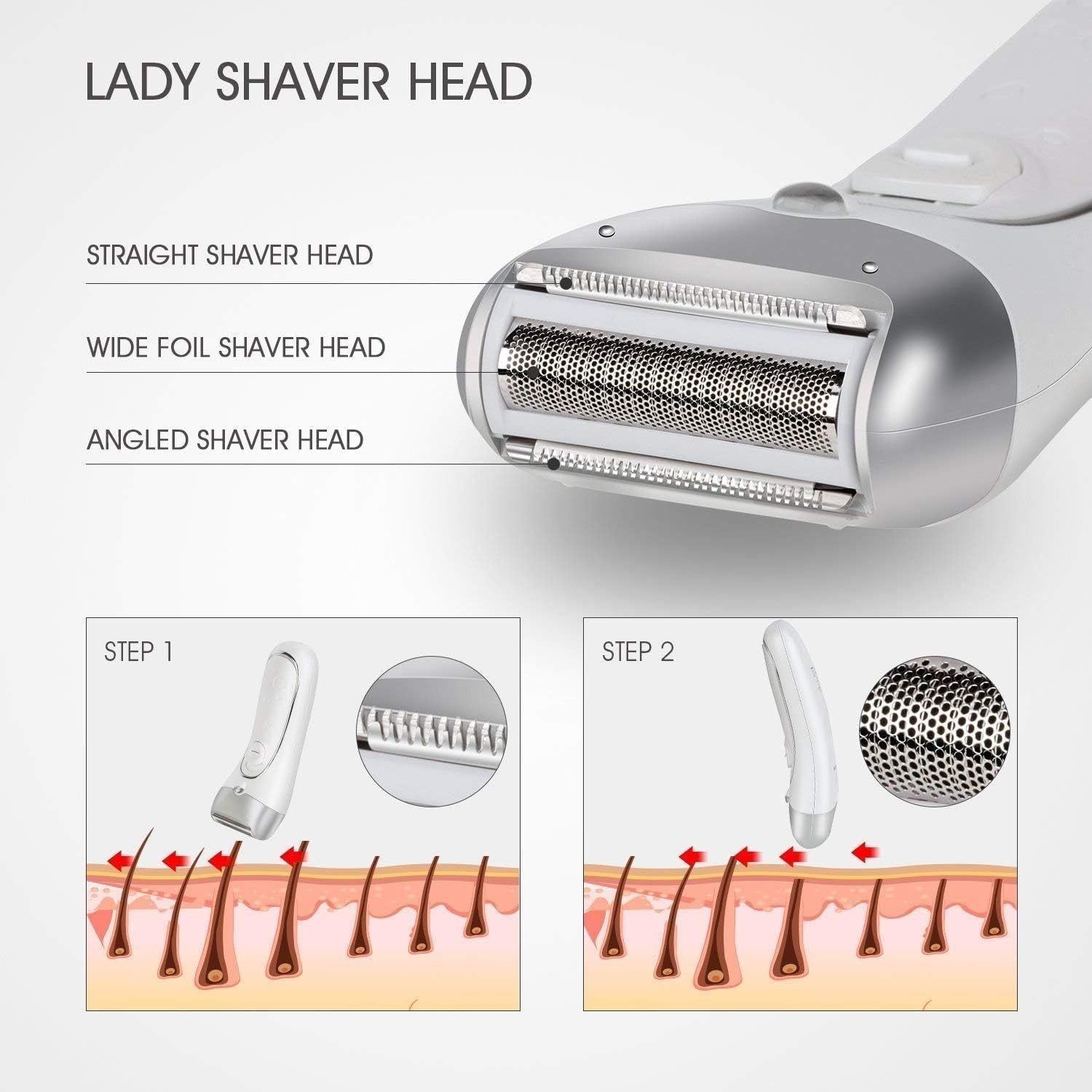 Epilators for Women 2 in 1 Cordless Epilator and Electric Lady Shaver F230 Rechargeable Hair Removal Kit for Face, Bikini, Leg, Arms